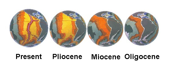 Figure 33 South Pacific Ocean small Earth sequential spreading history, from Oligocene to the Presen