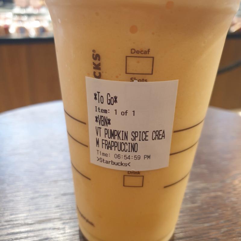 Spice pumpking frappucino Starbucks