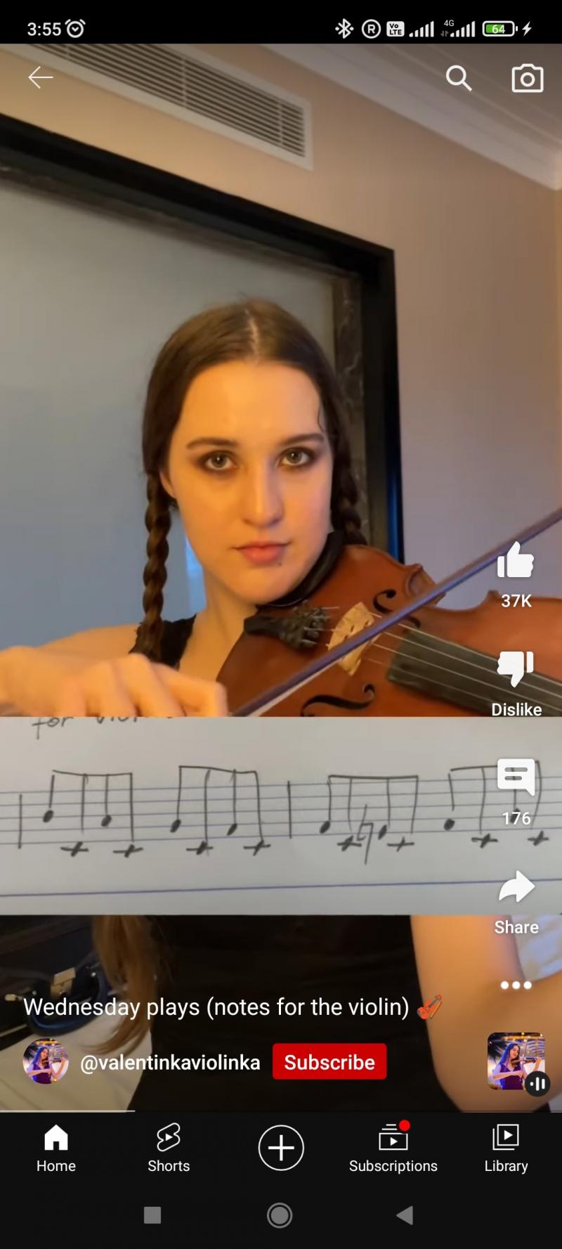 Wednesday's theme on violin