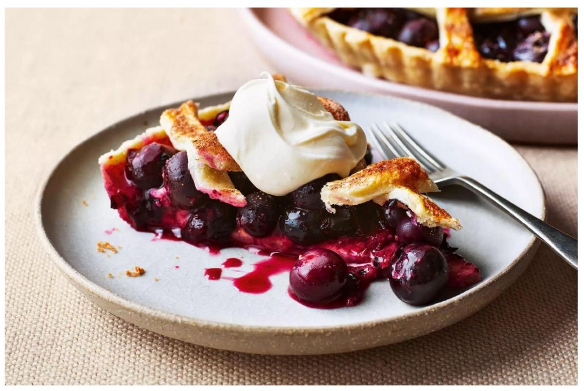 Blueberry lattice pie