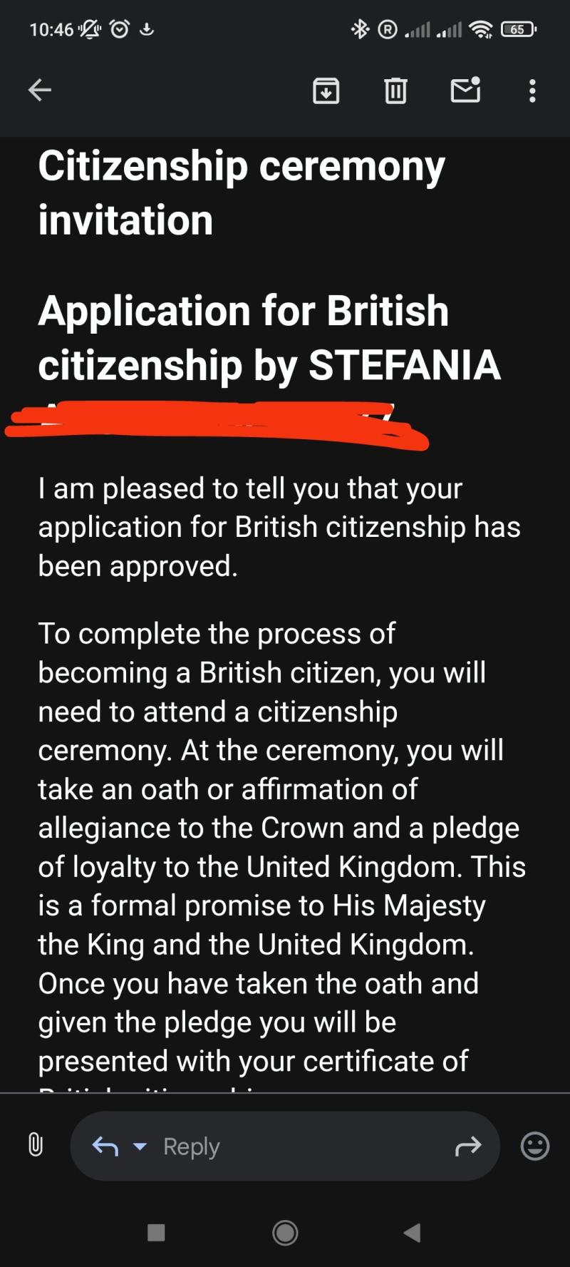 British citizenship ceremony invite 🙏🙂🙃🙂🙃🙂