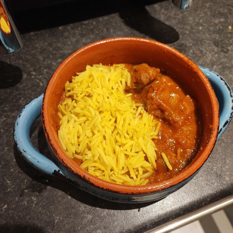 To eat together with Indian food. Like here there is Lamb Rogan Josh with pilau rice