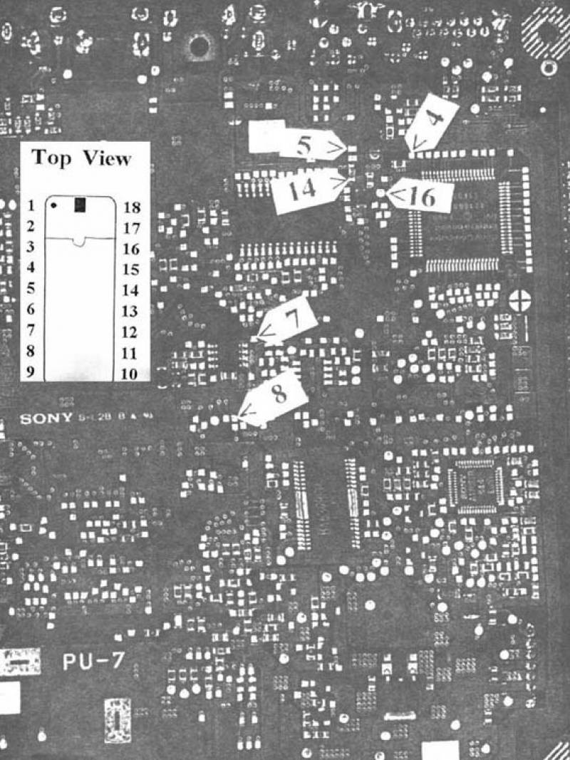 A Japanese PU7 board using a 18 pin PIC (SCHP 1000) Only 6 wires used!