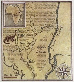 Map of Congo and the Mokele-Mbembe sighting area.
