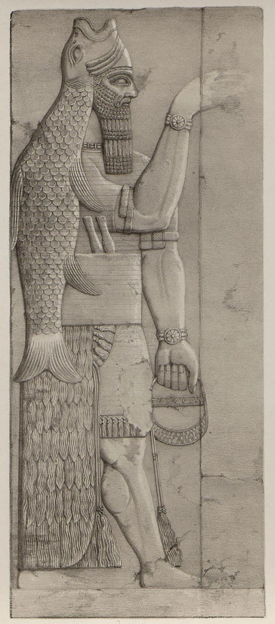 Oannes was an Assyrian deity (specific to the royal palace of Sargon II, 721-705 B.C., Iraq): accord