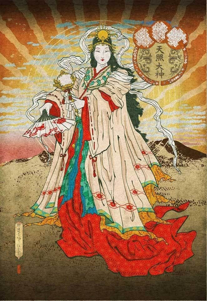 The Solar Goddess Amaterasu, queen of the Shinto pantheon, was originally born among the Ainu people