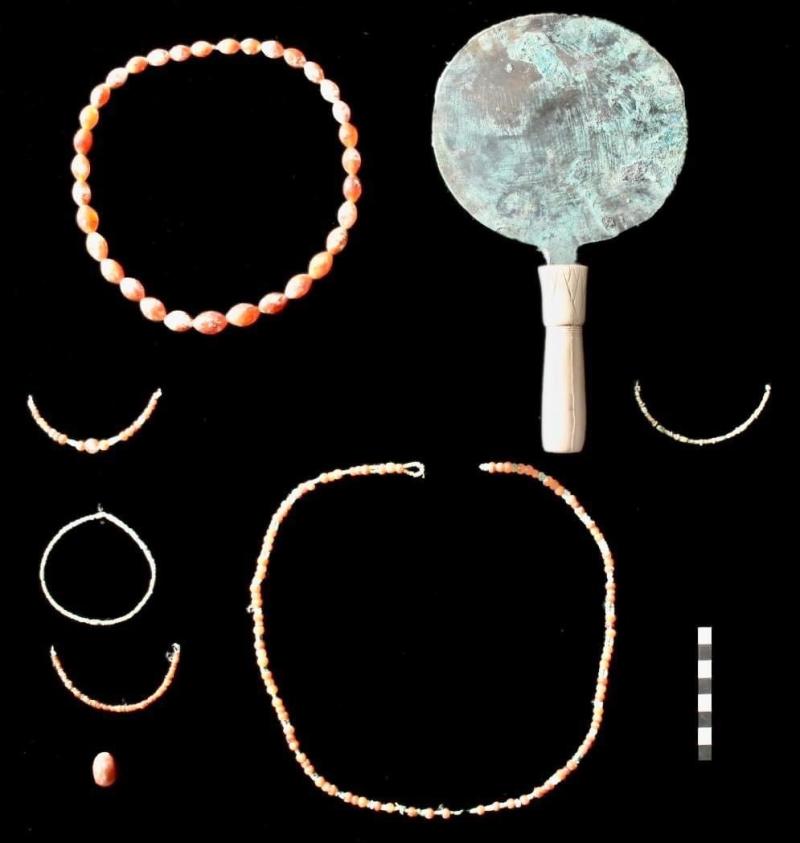 Funerary items from the Middle Kingdom tomb found in Assasif