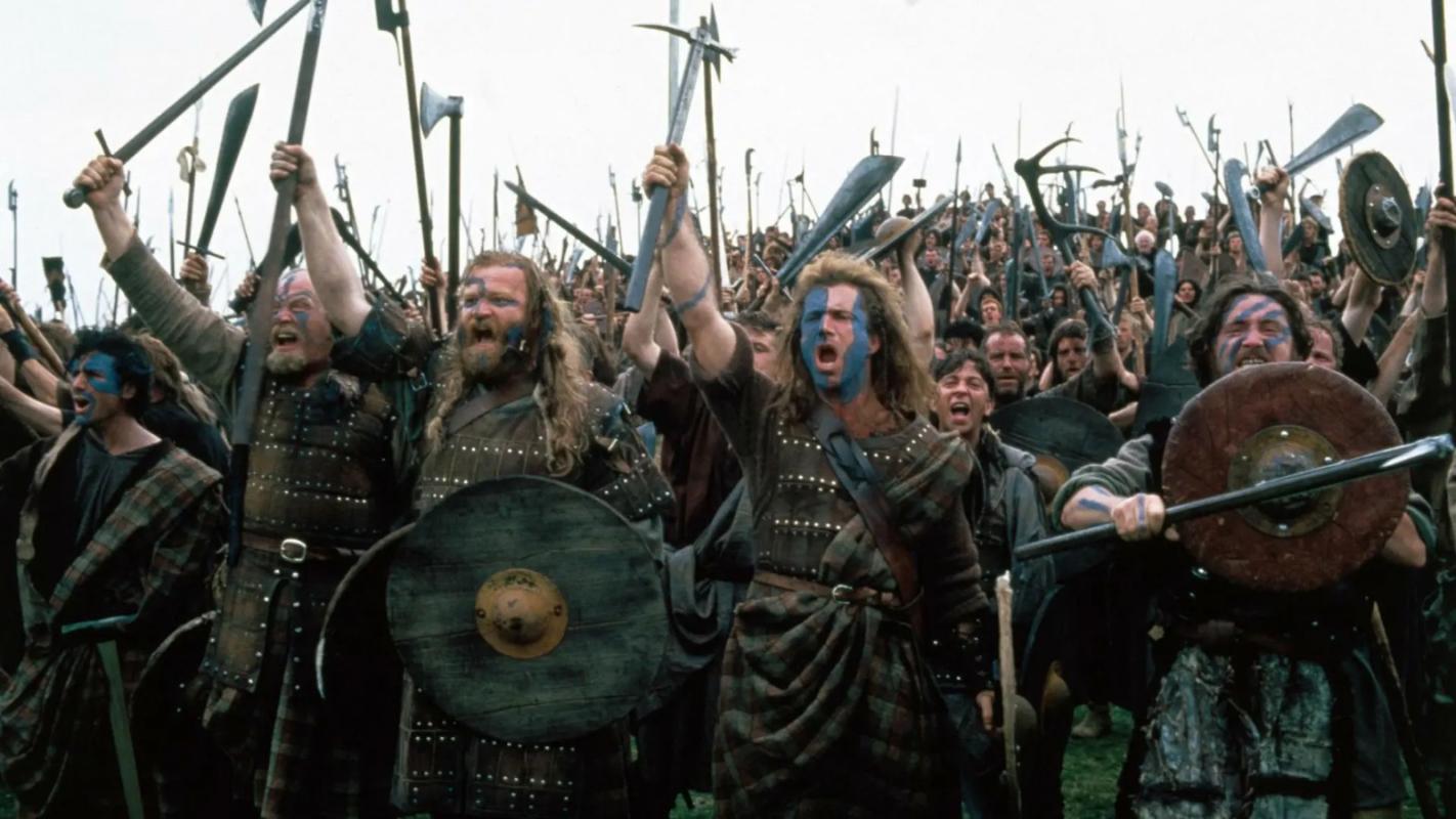 A scene from Mel Gibson's film Braveheart . In the collective imagination, the Celts are freedom fig