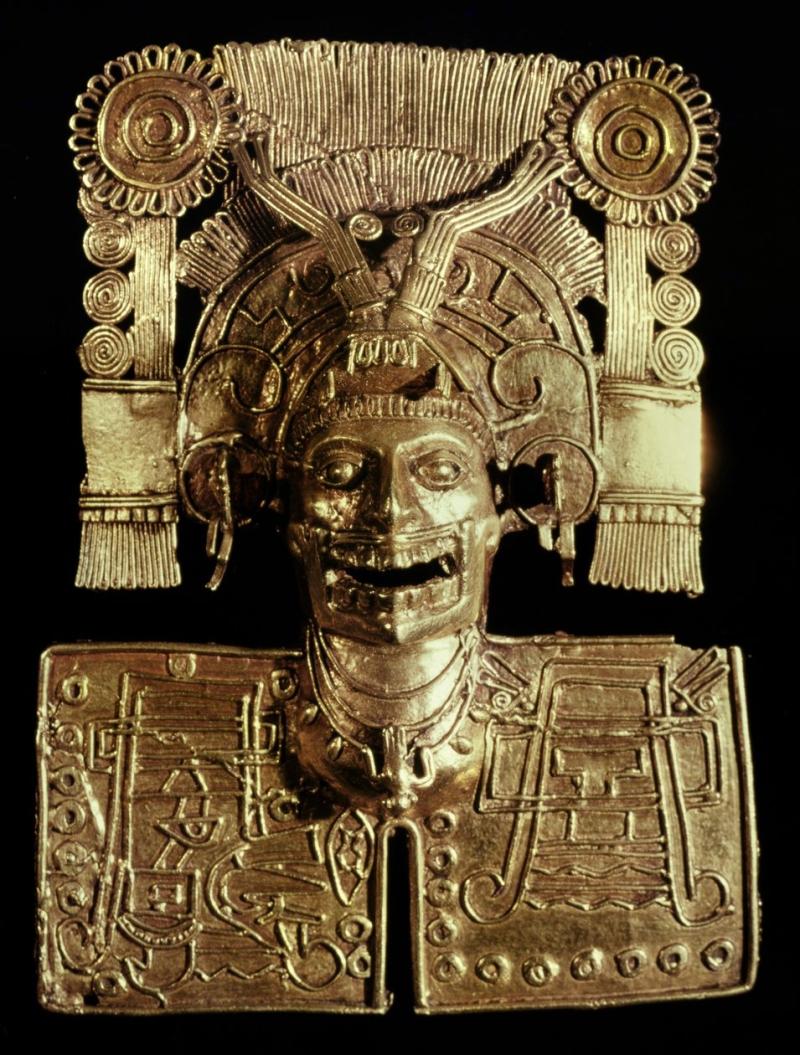 Gold breastplate of the Mixtec God of Death, discovered during excavations at Monte Alban and now ho