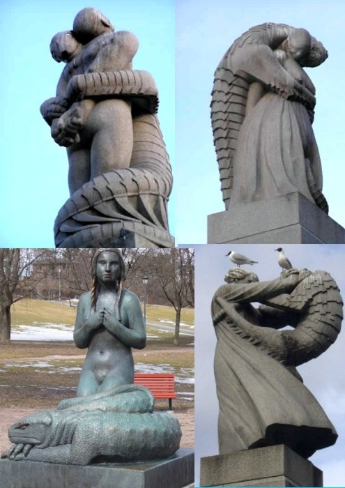 Horrifying statues displayed in Vigeland Park in Oslo, where the reptilian dominion over humanity is