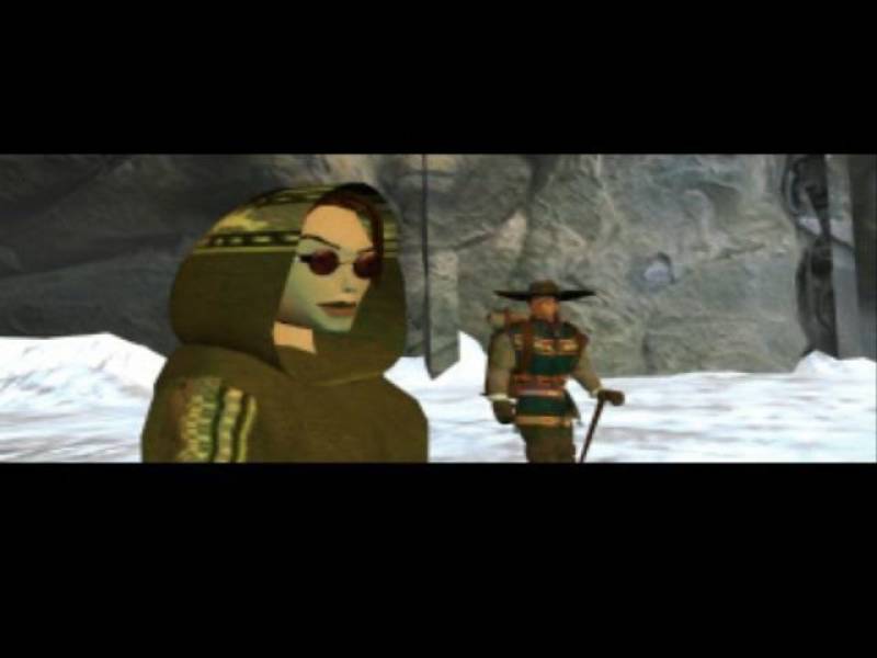 A frame of the Tomb Raider intro starring Lara Croft.