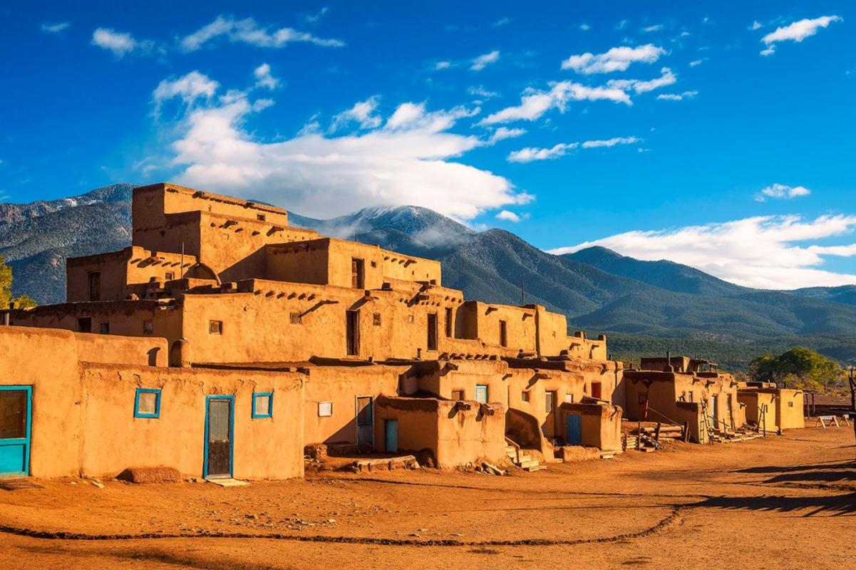 A Zuni village in Taos shows us what Coronado probably saw: only villages of mud and straw, a far cr