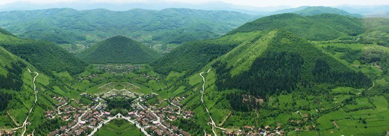 The Visocica Hill, renamed Sunca Pyramid , Pyramid of the Sun, dominates the town of Visoko and it i