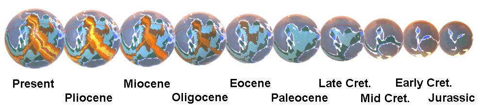 Figure 28 Indian Ocean small Earth sequential spreading history, from Early Jurassic to the Present.