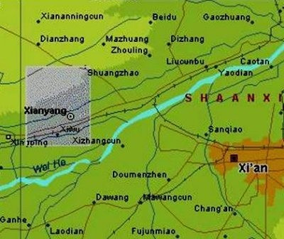 Map of the Xianyang region