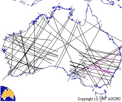 Continental-scale lineaments identified by O'Driscoll and Scheibner. From: Compilation and Review of