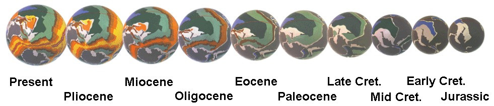 Figure 30 South Pacific Ocean small Earth sequential spreading history, from Early Jurassic to the P