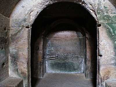 The central door of the Oracle, note the scratches like the handle and the dirt that has crept under