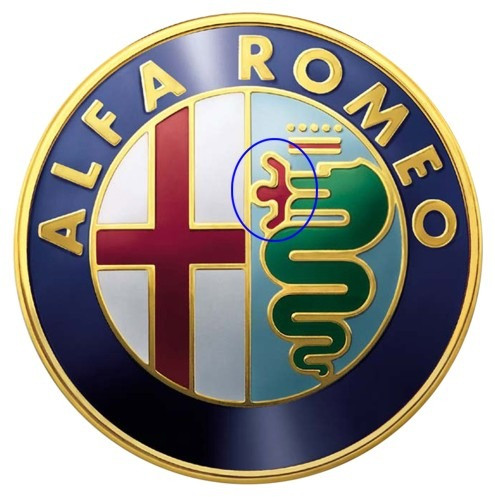 Symbol of Alfa Romeo: a serpent (crowned, therefore King) devours a man