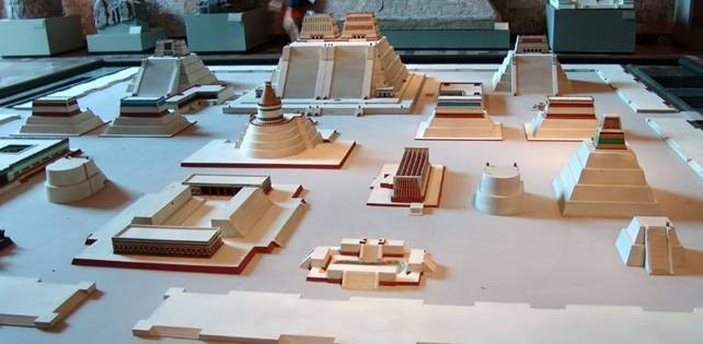 Model of the religious center of Tenochtitlan, Aztec capital (National Museum of Anthropology, Mexic