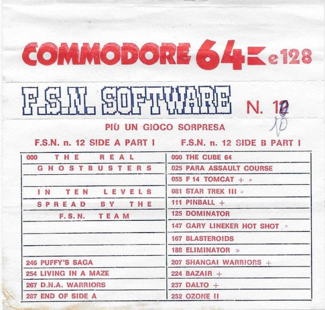 Covers and Names of the games of the FSN compilations for Commodore 64