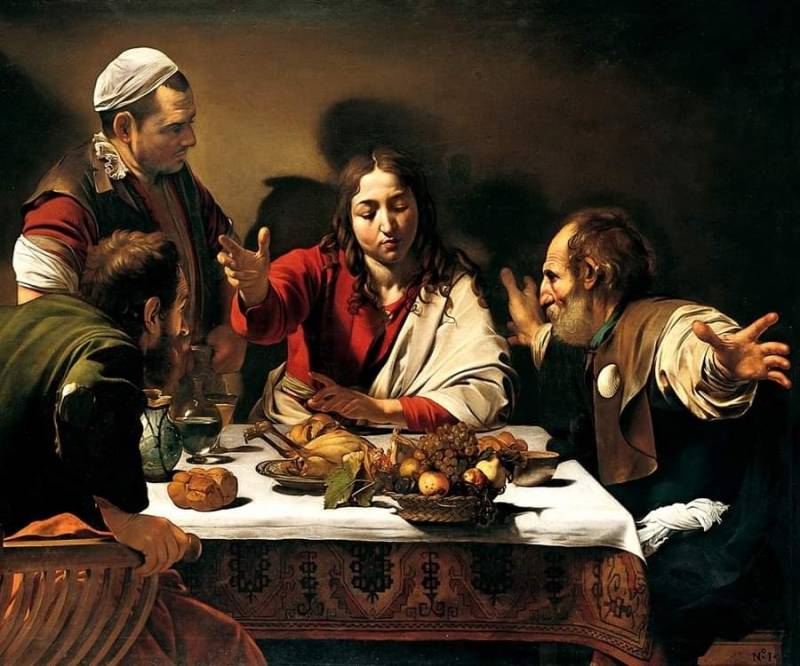 The Supper at Emmaus, painted in 1601 by Caravaggio.