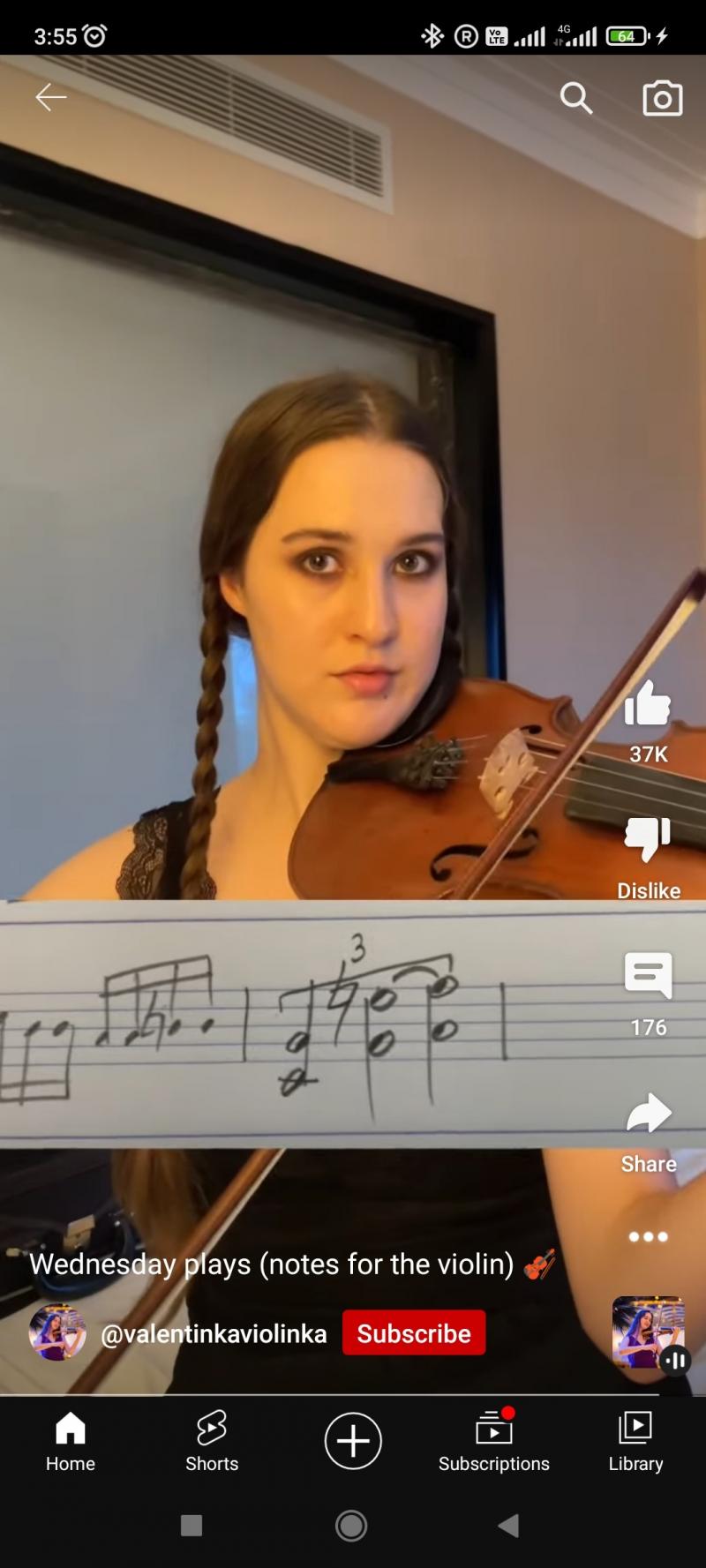 Wednesday's theme on violin