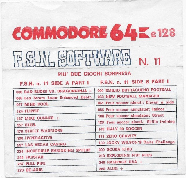 Covers and Names of the games of the FSN compilations for Commodore 64