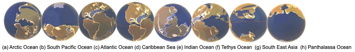 Figure 23 Early Cretaceous Plate Tectonic reconstructions. (Reconstructions after Scotese et al, 198