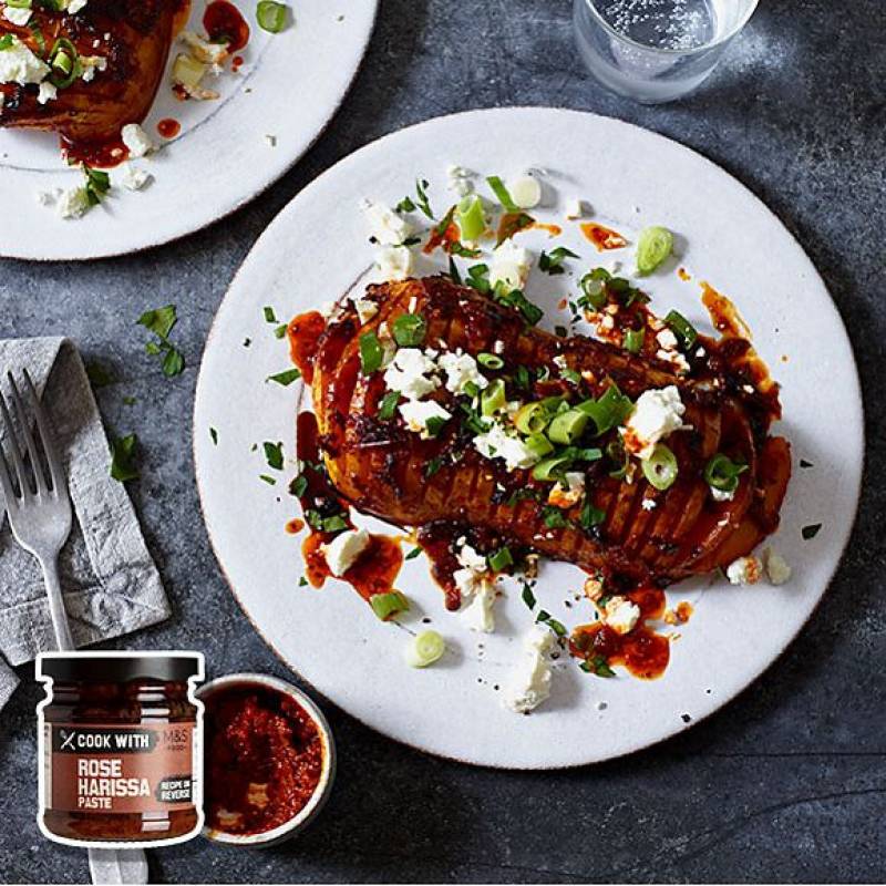 Sweet and sticky harissa roasted squash