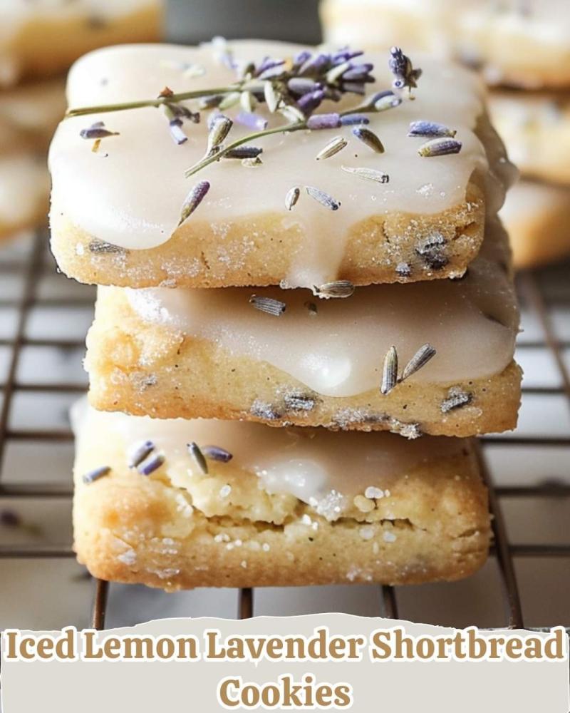 Iced Lemon Lavender Shortbread Cookies