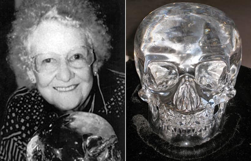 Ann Mitchell-Hedges, with her Skull of Destiny found in 1927.