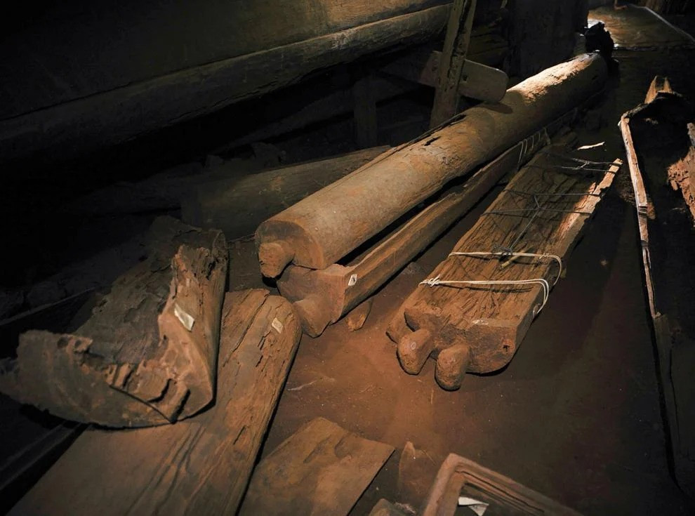 Mysterious Giant Wooden Coffins Found On Stilts Dating Back 2,300 Years