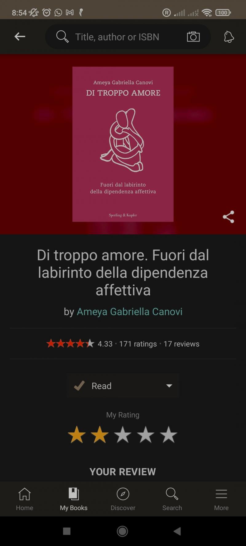 Le mie riflessioni sul libro Di troppo Amore di Ameya Canovi