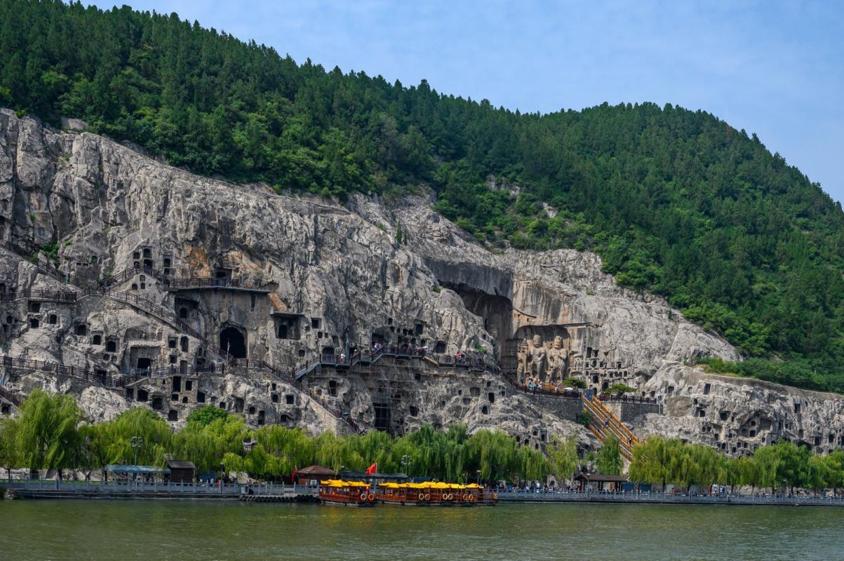 The Loyang Caves, in Henan province, China: a complex of artificial caves carved into the rock along