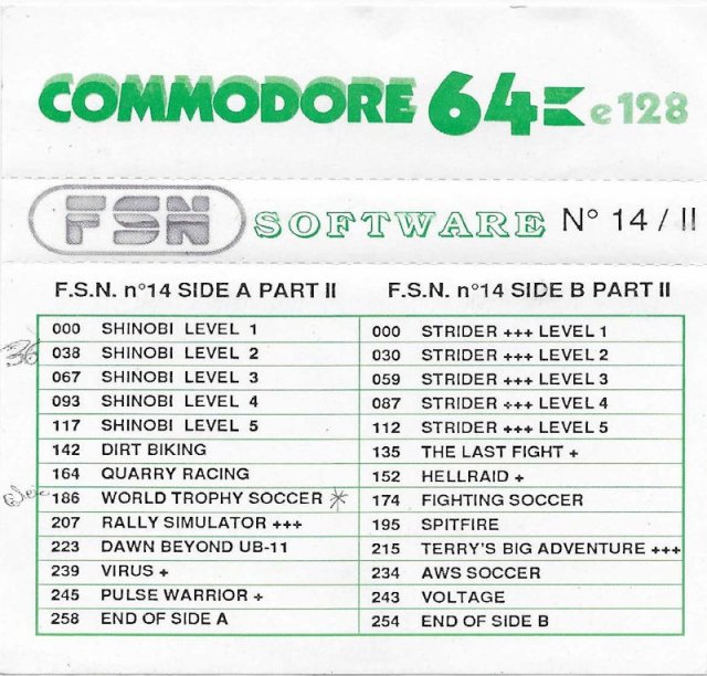 Covers and Names of the games of the FSN compilations for Commodore 64