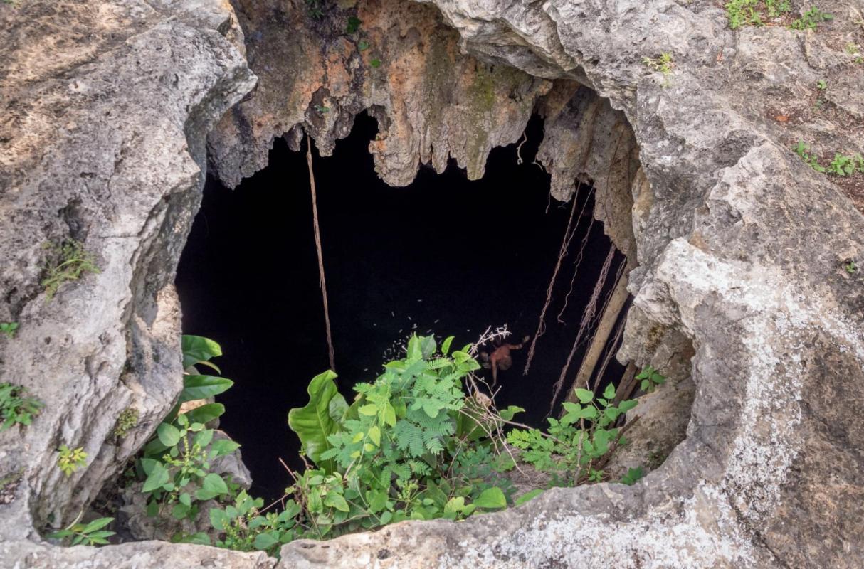 A small underground world: the Yucatan coast in Mexico is dotted with thousands of these caves calle