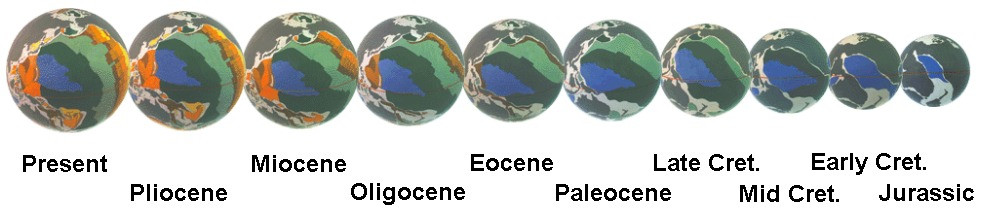 Figure 29 North Pacific Ocean small Earth sequential spreading history, from Early Jurassic to the P