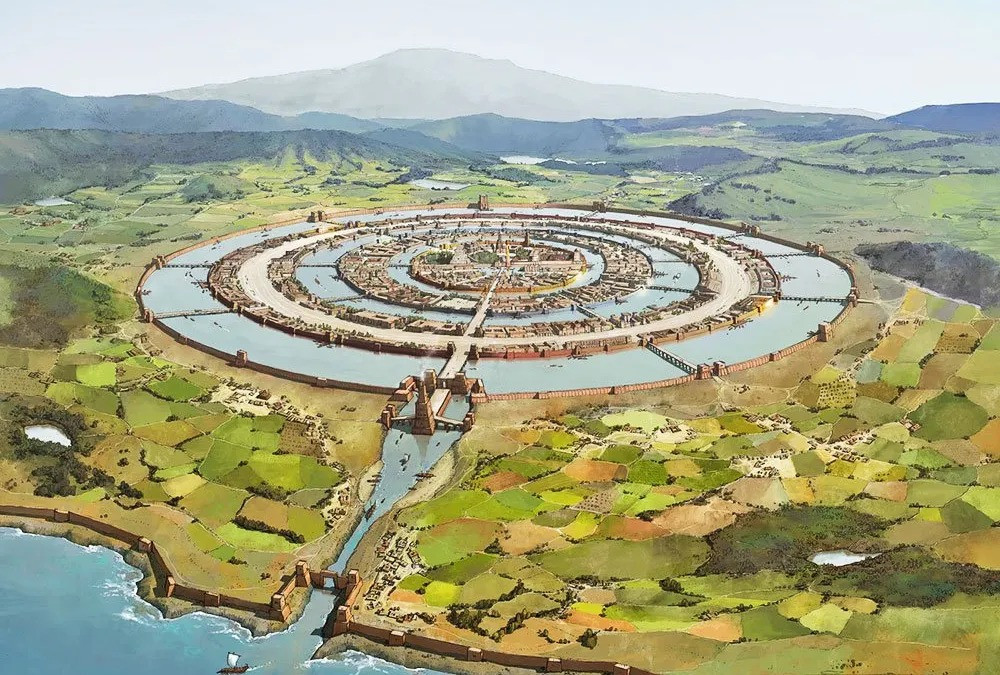 What the capital of Atlantis must have looked like according to Plato's story. A city with concentri