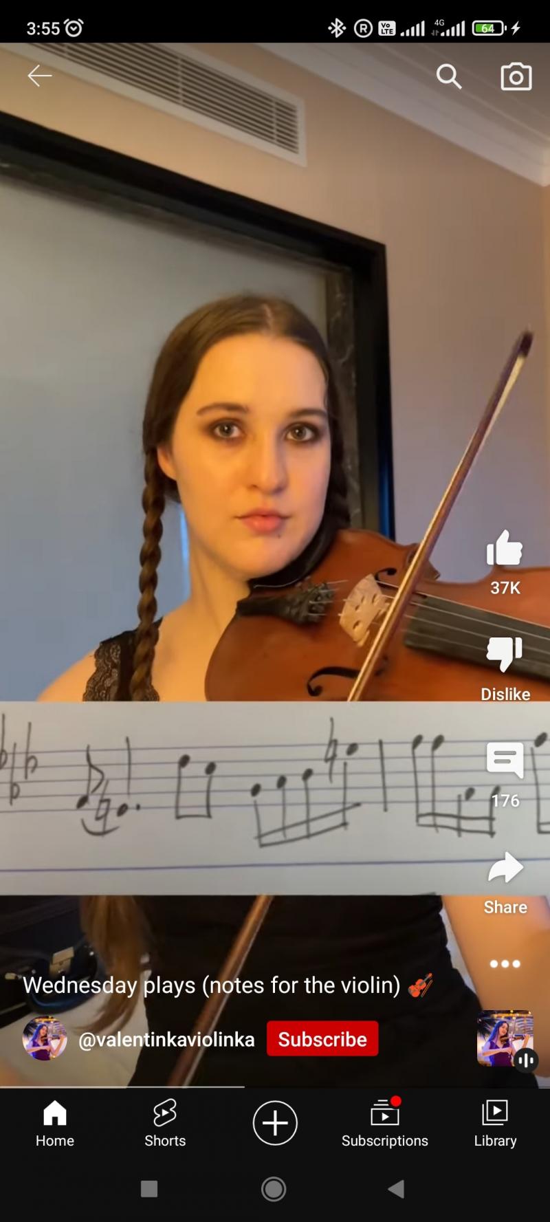 Wednesday's theme on violin