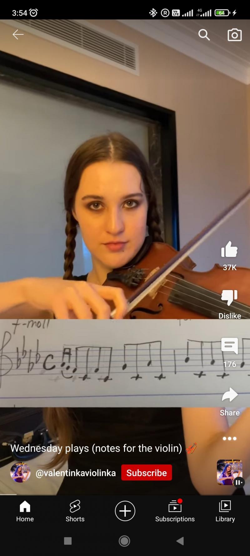 Wednesday's theme on violin