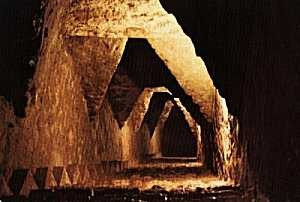 The trapezoidal tunnel that leads from the temple at the top of the Palenque pyramid to the crypt wh
