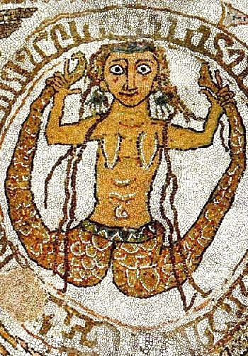 A mosaic depicting a bifid mermaid: a classic medieval symbol, which sublimates feminine and sexual 