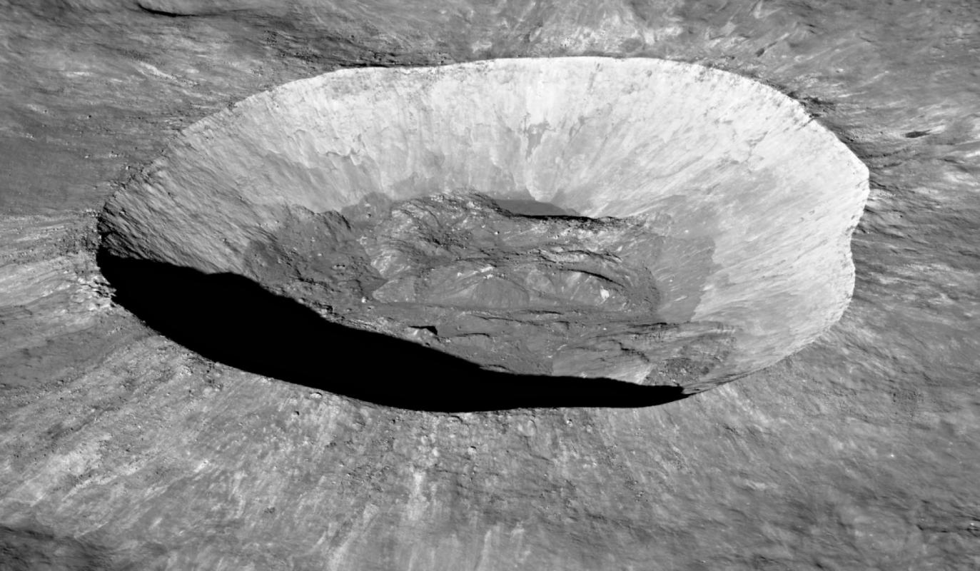 A crater on the surface of the moon