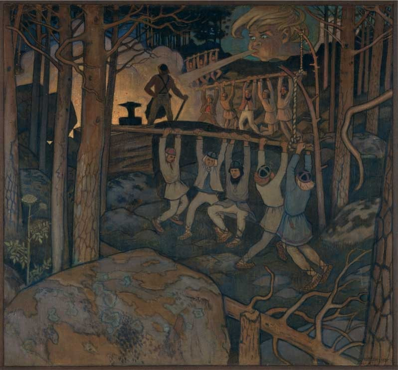 The forging of the Sampo in a painting by Väinö Blomstedt (1897).