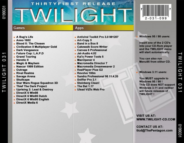 Twilight Dutch Edition - Thirtyfirst Release back cover.