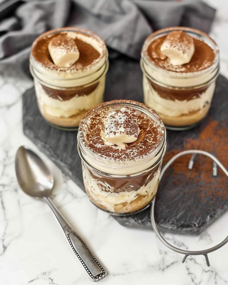 No-Bake Eclair Cake in Mason Jars 🍰💕