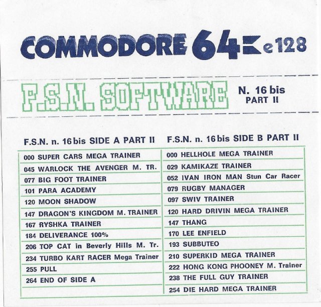 Covers and Names of the games of the FSN compilations for Commodore 64