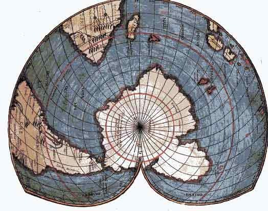 Southern map by Giorgio Calopodio dated 1545: similar to that of the contemporary Phineus, it shows 