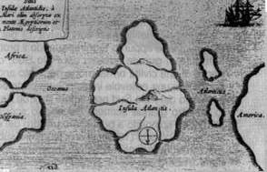 The map of Atlantis by A. Kircher: the legendary land remarkably resembles Antarctica in its true fo